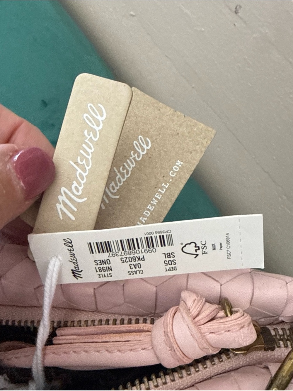 Madewell Woven Pale Pink Crossbody Bag - Picture 6 of 9
